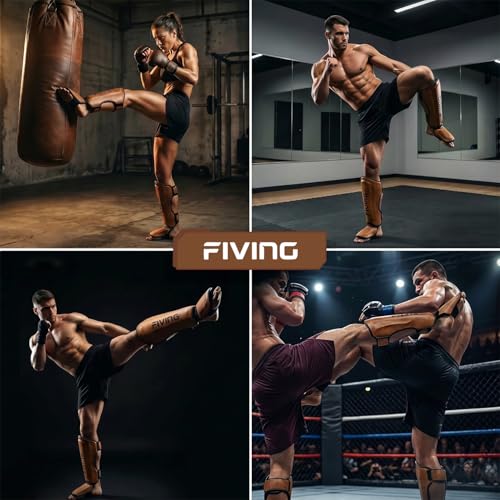Retro Style Muay Thai Shin Guards,for Men Women | Premium Microfiber Leather, For MMA, Boxing, Sparring, Martial Arts, Training & Fighting