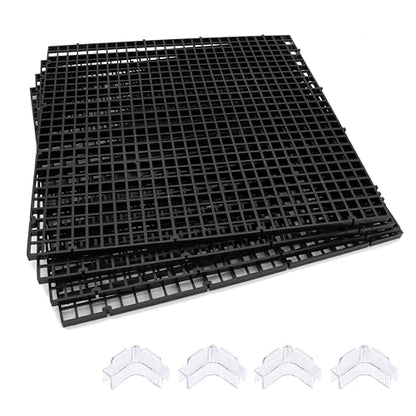 Hipanda Aquarium Hood Fish Tank Top Cover, Fit 8MM/0.3inch Glass | Terrarium lid Plastic Grid with 4-Piece Set Corner Protectors. Prevents Jumping - size: Fit 8MM/0.3inch Glass Black