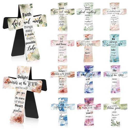 Resurhang 48 Pcs Magnetic Bookmarks Christian Cross Magnetic Page Markers Religious Bible Verses Bookmarks for Mother's Day Women Student Church Study Group Graduation Coworker Team (Watercolor) - style: Watercolor