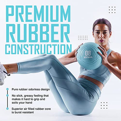 ZIVA Medicine Ball – Durable Rubber Weighted Ball with Easy-Grip Textured Shell for Core, Balance and Strength Training – Commercial Quality (Turquoise, 4–12 lb)