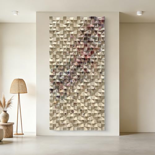 BrightA Handcrafted Geometric Wood Wall Deco 23.6"x47.2" - color: Beige + Multicolor + Ivory, size: 23.6"x47.2"
