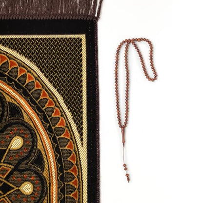 Muslim Prayer Rug, Soft Plush Thin Islamic Prayer Mat, Janamaz, Sajada, Praying Carpet, Islamic Gift for Men & Women, Islamic Ma, Eid & Ramadan Gift with Prayer Beads, 26x43 inch, Black - color: Kaaba / Midnightblack
