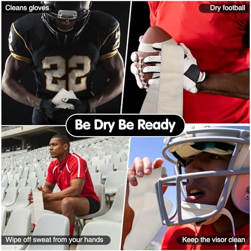 DkOvn Football Towel, Streamer Thin Sports Towel with Hook and Loop Closure, for Drying Hands, Gloves and Football Accessories - color: White