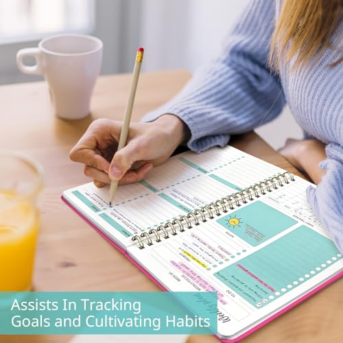 Taja Undated Weekly Planner, Weekly To Do List Notebook with Goal & Habit Tracker Organizer, A5 Weekly Planner Notebook with Spiral Binding, 6.1" x 8.2" - Berry Pink - color: r.Berry Pink