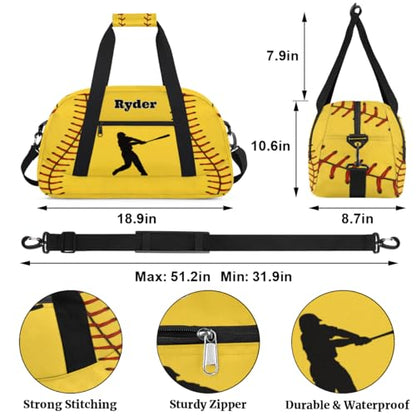 Personalized Sports Training Bag for Boys, Yellow Baseball | Personalized Named Practice Travel Overnight Training Bag - color: Color 27