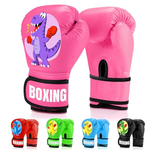 Kids Boxing Gloves for Boys & Girls, Youth Boxing Training Gloves for Kids Age 3 to 9 Years, 4OZ Training Sparring Gloves for Punching Bag Kickboxing Muay Thai MMA - color: Pink
