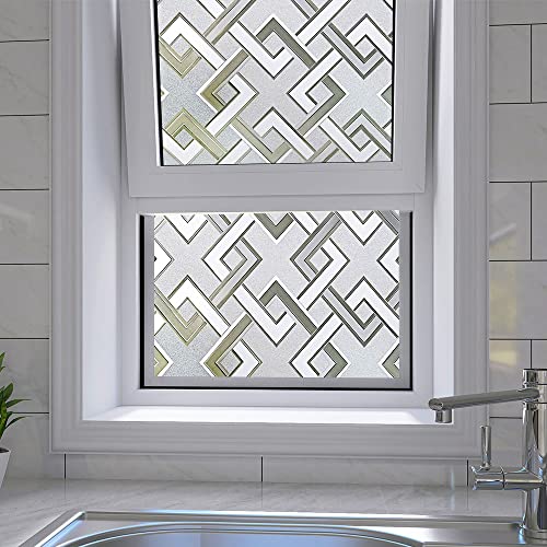 Frosted Window Privacy Film,3D Vinyl Decorative Window Decals, UV Blocking Static Cling No-Glue Glass Window Film (35.4 x 78.7 inch) - size: 35.4'' x 78.7'' (90 x 200 cm)