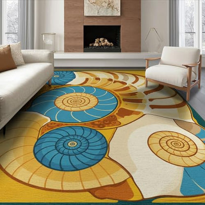 6'x9' Washable Art Nouveau Geometric Area Rug, Teal Foldable Non-Slip Large Carpet for Queen Size Bedroom, Under Bed, Master Bedroom, Foldable Easy Care Carpet| Ref:1952506 - color: Gold/Pattern 25, size: 6' x 9' (Rectangular)