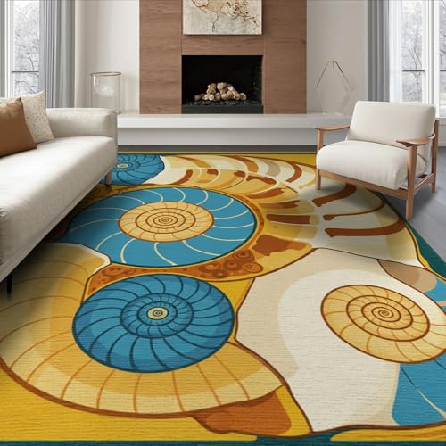6'x9' Washable Art Nouveau Geometric Area Rug, Teal Foldable Non-Slip Large Carpet for Queen Size Bedroom, Under Bed, Master Bedroom, Foldable Easy Care Carpet| Ref:1952506 - color: Gold/Pattern 25, size: 6' x 9' (Rectangular)