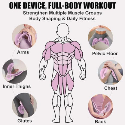 Pelvic Floor Exercise Device with 35 lb Resistance, Kegel and Inner Thigh Muscle Trainer, Home Workout Equipment for Postpartum Recovery, Women & Men, with Band - color: Pink