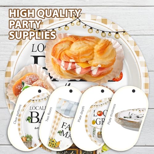 Grencian 96Pcs Locally Grown Baby Shower Decorations Farmers Market Party Plates and Napkins Vegetable Theme Disposable Tableware for Food Market Party Baby Shower Decorations Serves 24 - style: Food Market Baby Sets