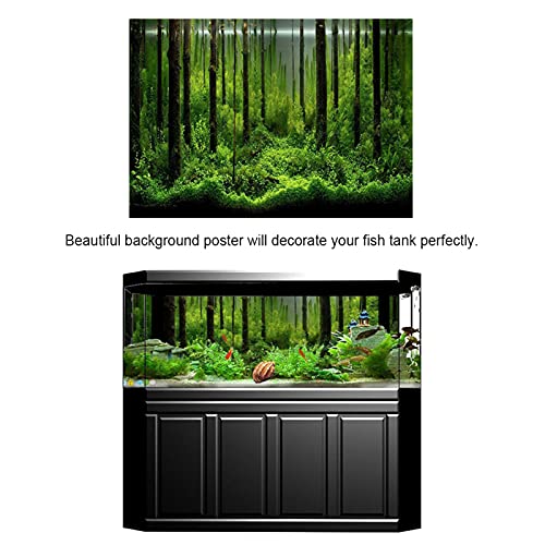 TITA-DONG Fish Tank Background, Forest Tank Aquarium Poster, Aquarium Background Picture, PVC Adhesive Underwater Forest Tank Background Poster Backdrop Decoration Paper(122 * 46cm) - size: 122*46cm