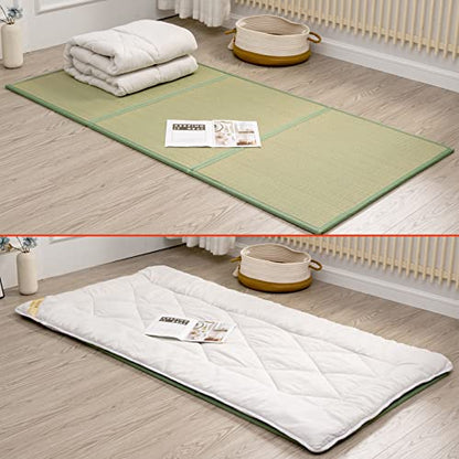 Natural Igusa Rush Grass Floor Tatami Mat,Full, 79" x 55" x 0.5" | Japanese Portable Folding Firm Traditional Bed Mattress , Foldable Pad Futon,for Sleeping, Sitting, Yoga, Relaxing - size: Full