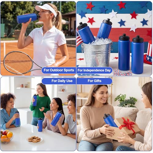 LemonRoad 12 Pack Squeeze Water Bottles Reusable 20 oz Plastic Sports Water Bottle with Pull Top Lid, Bike Cycling Gym Sport, Dishwasher Safe (Navy Blue) - color: Navy Blue