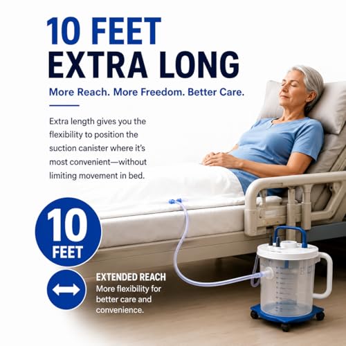 Extended Suction Connection Tube, 10 Feet Extra Long – Extension Suction Hose Compatible with Collection Devices - Veterinarian Suction Machines
