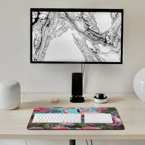 Large Size Gaming Mouse Pad Flamingo Love Flowers Desk Mat Non-Slip Base Waterproof Desktop Writing Pad for Office Home - color: Flamingo Love Flowers, size: 30x60cm