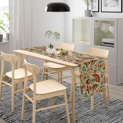 Traditional Mexican Style Table Runner, Exotic Skull Cactus Tribe Dance Music Theme Pattern for Kitchen CoffeeTea Table Dinner Room 13x36 Inch - color: Mexican-6, size: 13x36 Inch