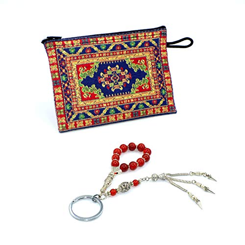 Keychain & Rosary Collection -Car Key Chain-Handbags Holder - color: (8 Mm - Red Agate Stone)