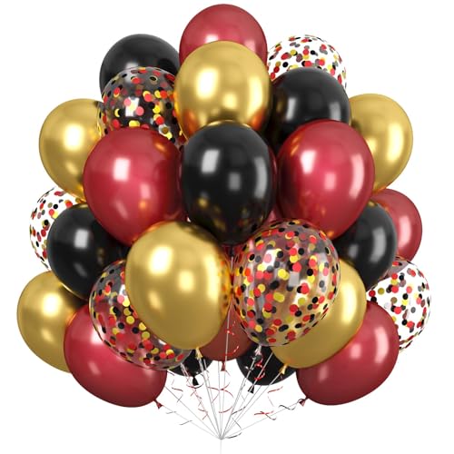 Paready Red Black Gold Balloons, 60 Pcs Party Balloons for Casino New Year - color: Red Black