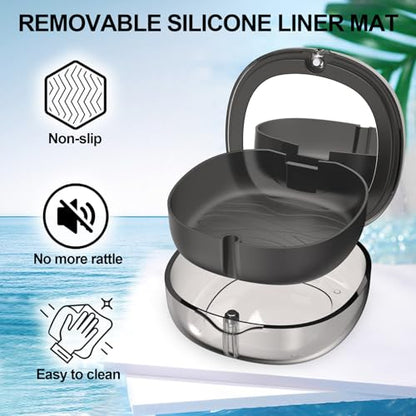 Dental Retainer Box Case Orthodontic Retainer Container with Removal Tool, Chew and Travel Brush, Double-layer Mouth Guard Holder Container Case with Mirror - Transparent Black - color: Transparent Black