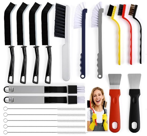 19PCS Crevice Cleaning Brush,Hard Bristle Gap Scrubber Tools for Window Tracks & Shower Doors,Bathroom Grout, for Kitchen, Bathroom, Grout, Sink, Cup, Teapot, Bottle, Blender