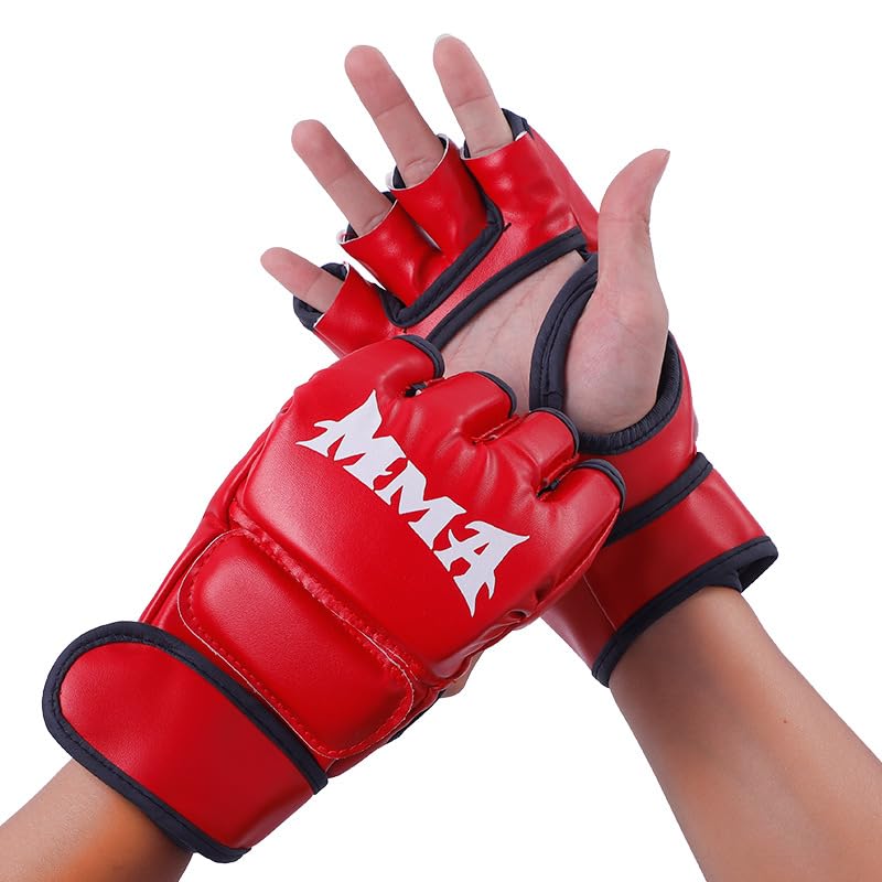Punch Bag Boxing Gloves Muay Thai Karate Gloves for Men Women Boxing Mitts MMA Body Combat Taekwondo Training Martial Art Fighting Grappling UFC Cage Fighting - color: Red