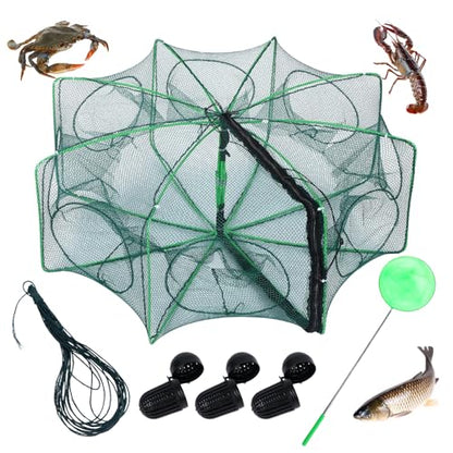 1/2 Pcs Fishing Traps Foldable, Crawfish Trap Minnow Trap Shrimp Net Portable, Crab Fish Traps Cast Nets for Fishing