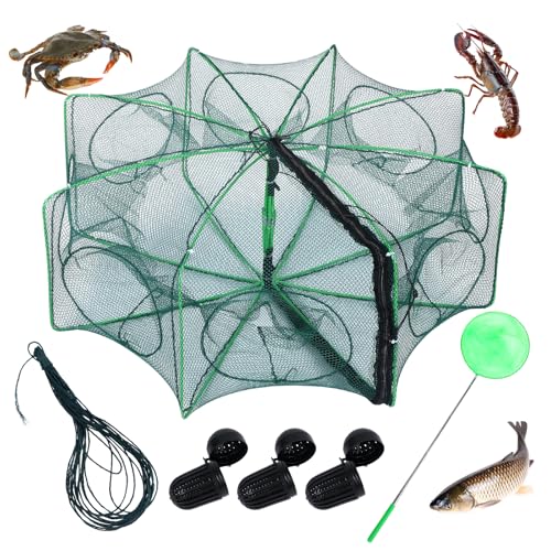 1/2 Pcs Fishing Traps Foldable, Crawfish Trap Minnow Trap Shrimp Net Portable, Crab Fish Traps Cast Nets for Fishing