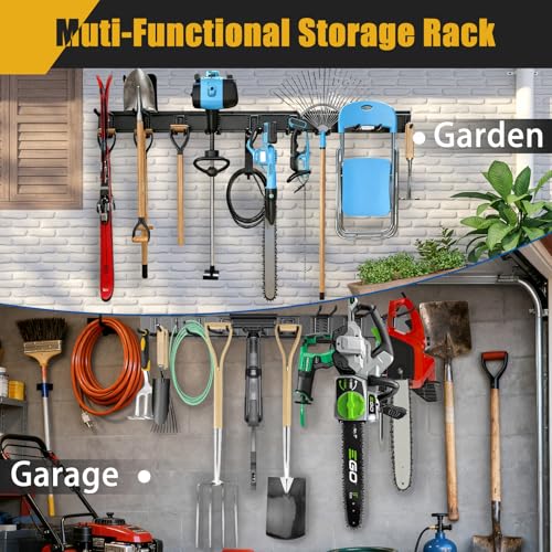 KOFANI Heavy Duty Garage Wall Organizer with 700LB Capacity, 48Inch Garage Tool Organizer Wall Mount and Garden Tool Organizer with Adjustable Tool Rack for Garage Shed Yard Storage