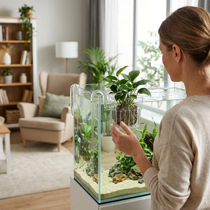 6-Piece Plant Holder for Fish Tank, Fish Tank Plant Holder, Cat Aquarium Decor Set, Cat Fish Tank Accessories, Aquarium Plant Holder Set, Multi-Design Fish Tank Plant Holders for Aquatic Environments