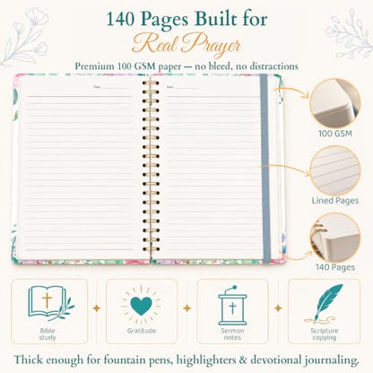 Hardcover Blank Christian Notebook – 140 Pages – Psalm 23:1 | Lined Pages with Bible Verse Cover – Inspirational Writing Spiral Notebook for Bible Study, "Lord is my Shepherd" - color: Shepherd