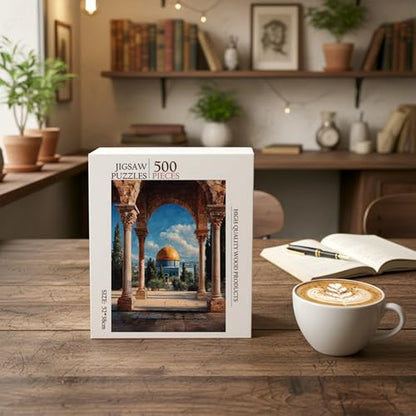 AL AQSA Mosque Islamic Architecture Mosque Islam Jigsaw Puzzle - 500 Pieces Wooden Puzzle for Adults, Wall Art Gift, Finished Size: 20 x 15 Inch - color: Al Aqsa Mosque Islamic Architecture Mosque - 500 Pieces