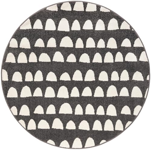 Rugs.com Whimsy Kids Collection Rug – 5 Ft Round Dark Gray Medium-Pile Rug Perfect for Kitchens, Dining Rooms - color: Dark Gray, size: 5' Round