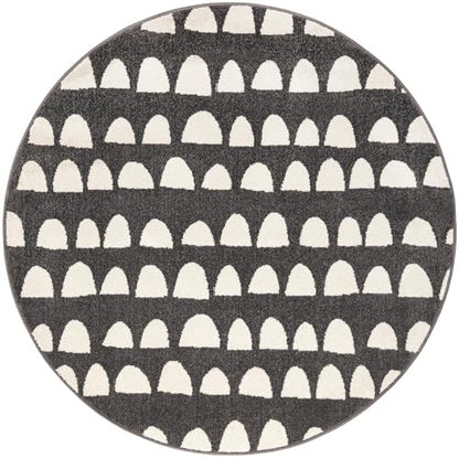 Rugs.com Whimsy Kids Collection Rug – 5 Ft Round Dark Gray Medium-Pile Rug Perfect for Kitchens, Dining Rooms - color: Dark Gray, size: 5' Round