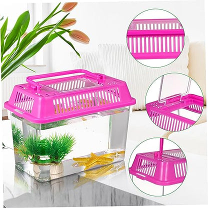 TOYANDONA 4pcs Portable Handheld Aquarium with Handle Turtle Box Feeding Case for Reptiles and for for Shrimp and Tortoise Breeding