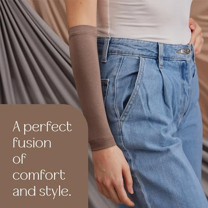 Modest Arm Cover | Jersey Arm Cover | Modest Sleeve Covering for Muslim Women - color: Desert Taupe