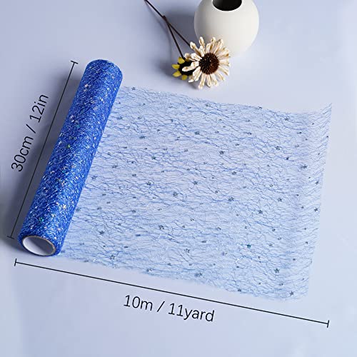OSVINO Starry Moon Table Runner, Sequin Glitter Mesh for Wedding Party - color: Blue