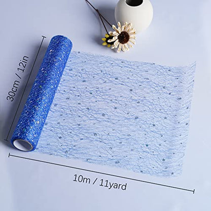 OSVINO Starry Moon Table Runner, Sequin Glitter Mesh for Wedding Party - color: Blue