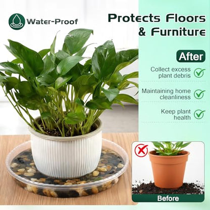 6 Pack 7/9/11 Inch Clear Plant Saucers, Plastic Plant Trays for Flower Pots Plant Drip Water Catcher Tray Indoors Outdoor (7 9 11 Inch) - size: 7911inch