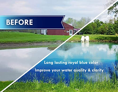 Pond Worx Blue Lake and Pond Dye - 4X Concentrated Liquid Pond Colorant - Treats up to 1 Acre - 1 Quart
