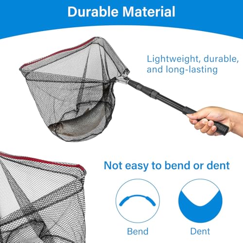 Fishing Net with Handle with Storage Bag,Portable Telescopic Fishing Net Telescoping Handle,Fish Net,Fishing Nets,Extend to 40-63 Inches for Kids Men Women - style: 1 Pack - 50" Full + 1 Carry Bag