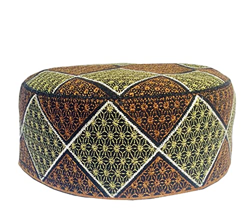 Kufi Men's Unisex Muslim Men Prayer Cap Ramadaan Caps Eid Kufis Handmade Namaz Hat Beanie - color: Brown, size: X-Large