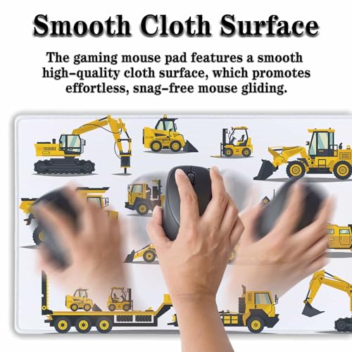Big Mouse Pad Yellow, Keyboard Mouse Pads Computer Mats, Big Gaming Mouse Pad Waterproof Non-Slip Rubber Base, 35.4 X 15.7 inch for Work/Game/Office/Home Large Construction Equipment - color: Large Construction Equipment
