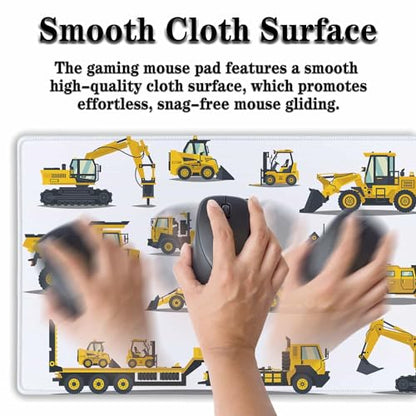 Big Mouse Pad Yellow, Keyboard Mouse Pads Computer Mats, Big Gaming Mouse Pad Waterproof Non-Slip Rubber Base, 35.4 X 15.7 inch for Work/Game/Office/Home Large Construction Equipment - color: Large Construction Equipment