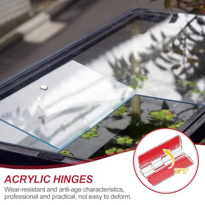 MECCANIXITY Small Acrylic Hinges Plastic Self-Adhesive Clear Hinge 45 x 35mm Continuous Piano Folding Hinges for Aquarium Lid Crafts Display Stand Pack of 8 Transparent - size: 45 x 35mm