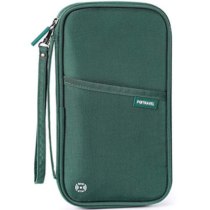 VanFn RFID Travel Passport Wallet, Family Passport Holder, Trip Document Organizer P.Travel Series (Nylon - Green) - color: A - Nylon - Green