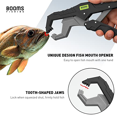 Booms Fishing G05 Lip Gripper Saltwater, 9.4" Plastic Catfish Grippers Pliers, Grabber Tool With Lanyard, Grips for Kayak Fishing Accessories, Great Holder for Caught Fish - color: Black