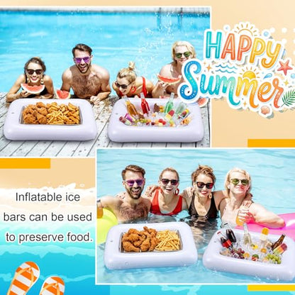 4 Sets Inflatable Cooler with Tray Chilled Serving Tray for Parties Ice Serving Buffet Bar Party Platter for Fruit Veggies Seafood Shrimp Cocktail Buffet Picnic - style: Clean