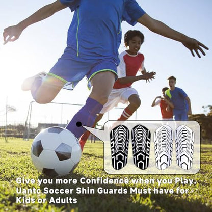 Shin Guards - Soccer Shin Guards with Cushion Protection for Kids/Adults - color: Black and Whtie,Shin Pads 2 Pairs, size: Large