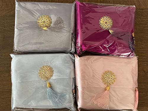 Muslim Prayer Rug and Beads with Elegant Slub Fabric Bag | Janamaz | Sajadah | Soft Islamic Prayer Rug | Islamic & Mawlid Gifts | Prayer Carpet Mat, Taffeta Fabric (Red, 8 Sets) - color: Red, size: 8 Sets